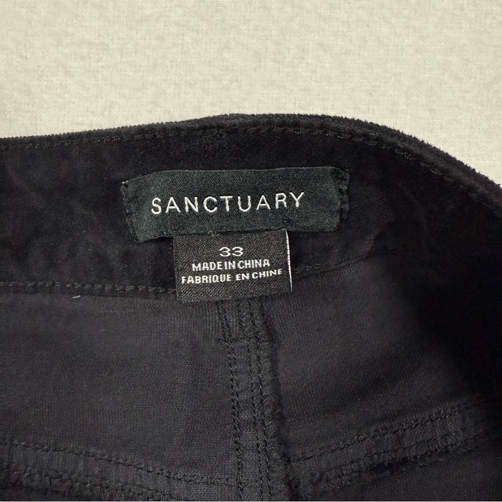 SANCTUARY velveteen hayden bootcut black sz 33 velvet moto biker NWT whimsigoth - Picture 8 of 13